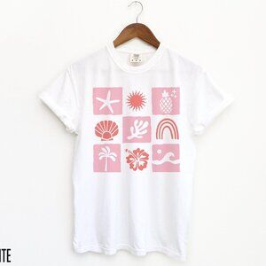 Retro Summer Checker Graphic T-Shirt – Y2K Vintage Aesthetic Tee